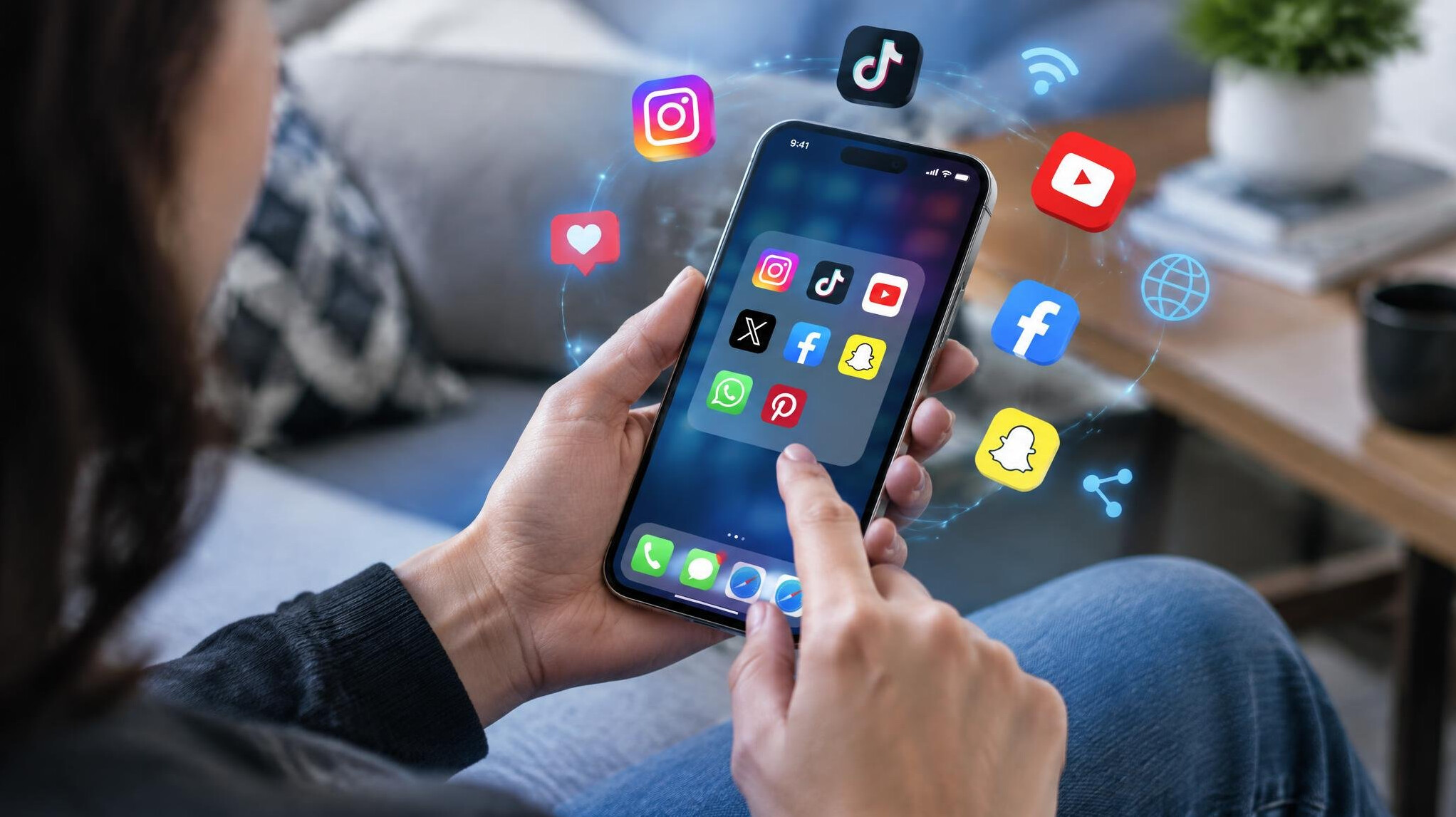 modern smartphone with apps