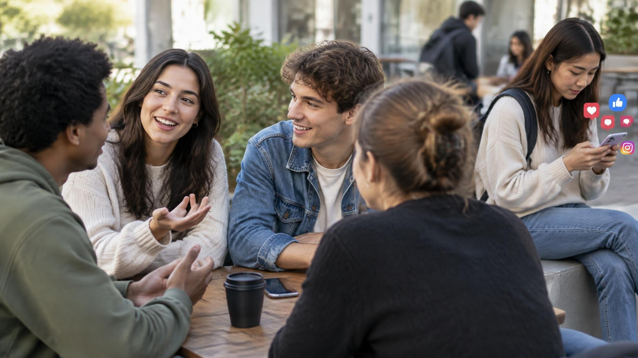group of friends discussing